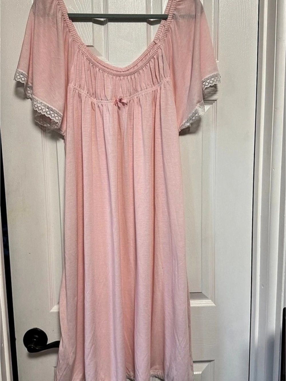 Vintage Intimate Moments Pink Lace Smocked Nightgown Plus Size 2X Coquette